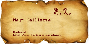Mayr Kalliszta névjegykártya